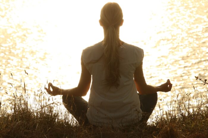 meditação, woman, yoga