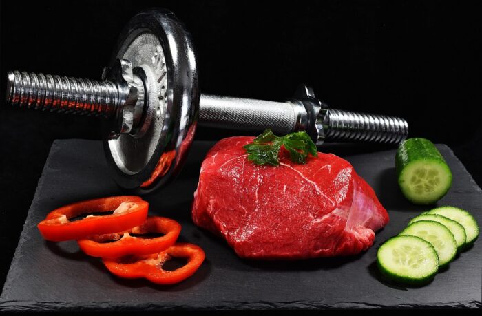 meat, dumbbell, cucumber, fitness meat